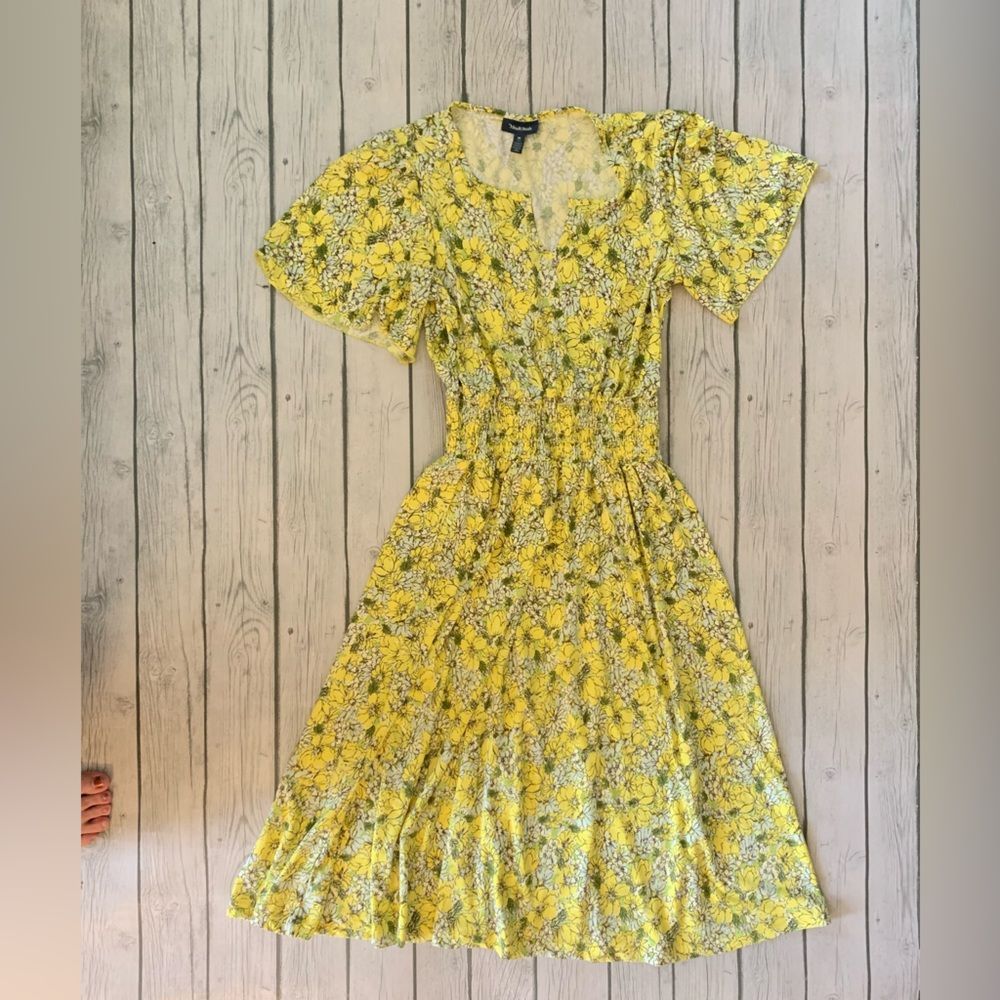 ModCloth yellow floral midi dress-medium